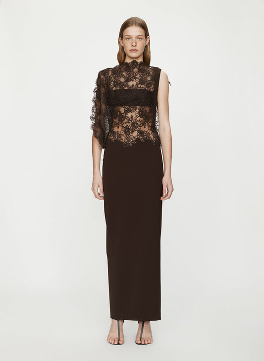 Image of Dresses. Productname: CHRISTOPHER ESBER Mahara Floating Lace Column Dress in Umber colour by brand - CHRISTOPHER ESBER