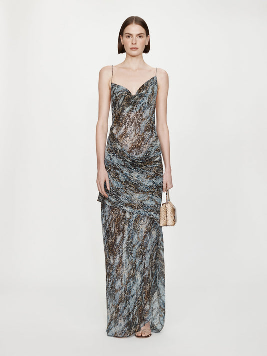 Image of Dresses. Productname: CHRISTOPHER ESBER Cowl Hip Slip Print Dress in Serpent colour by brand - CHRISTOPHER ESBER