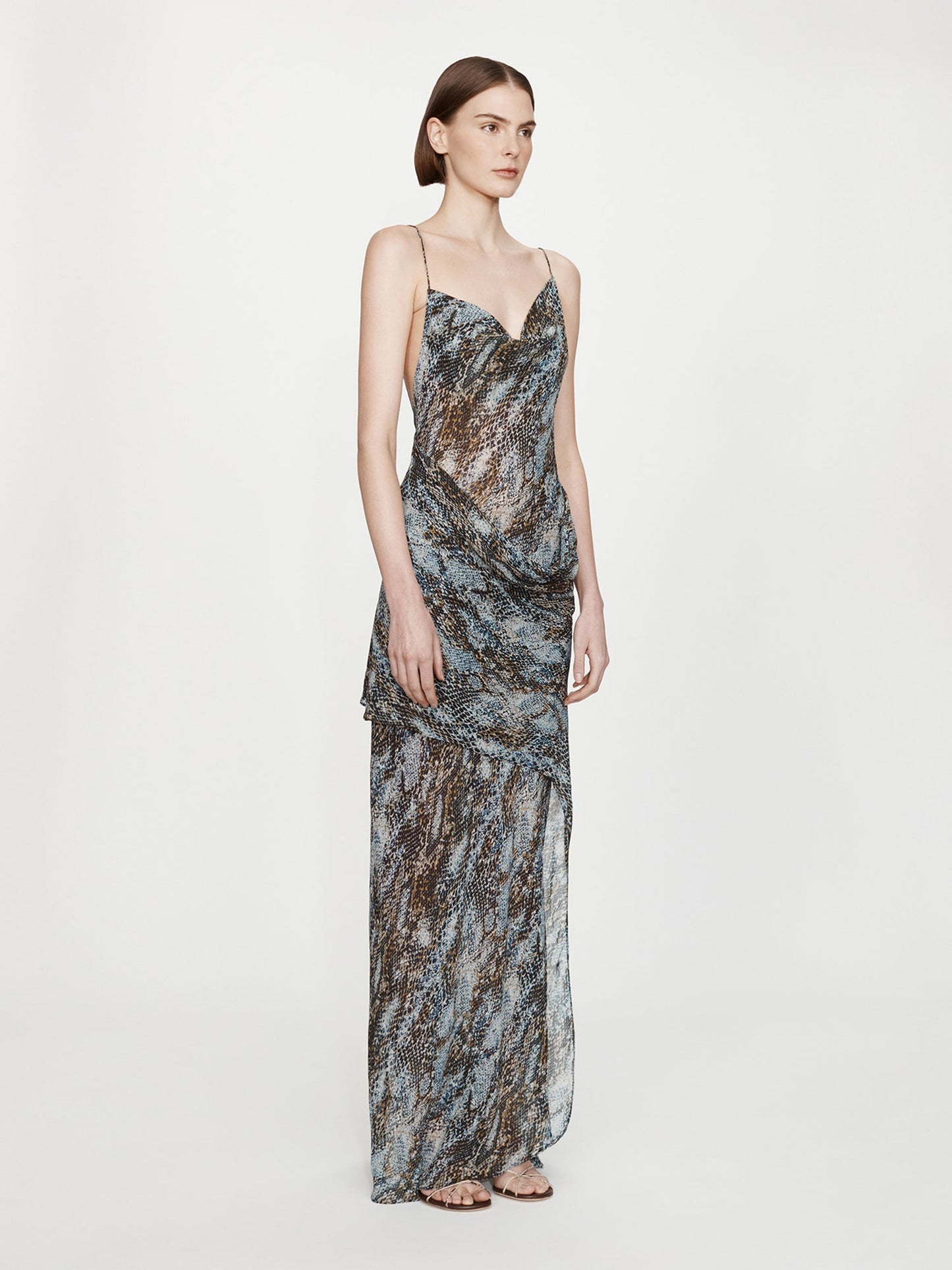 CHRISTOPHER ESBER Cowl Hip Slip Print Dress (Serpent)