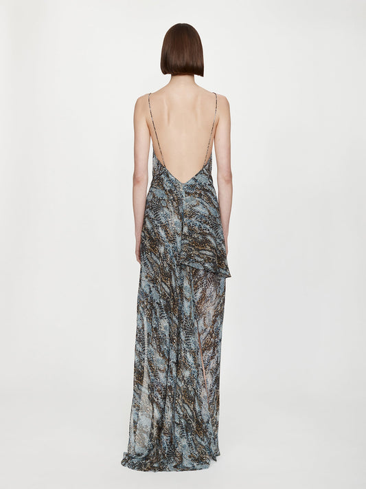 CHRISTOPHER ESBER Cowl Hip Slip Print Dress (Serpent)