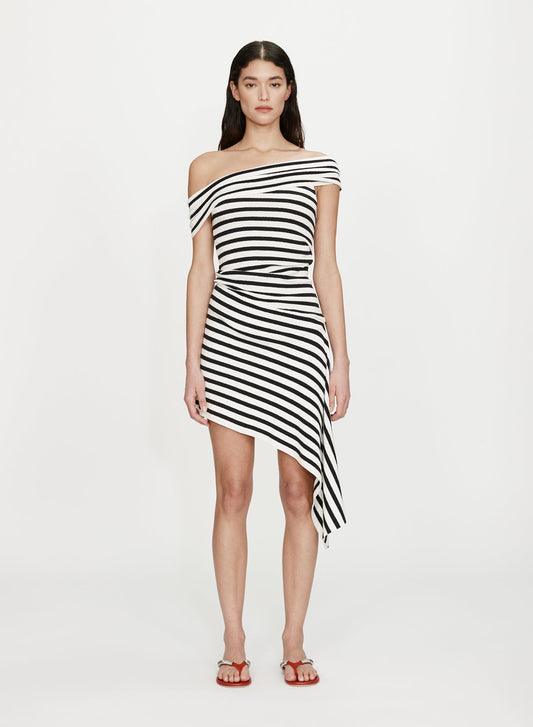 Image of Dresses. Productname: CHRISTOPHER ESBER Stripe Knit Extension Drape Mini Dress in Stripe colour by brand - CHRISTOPHER ESBER