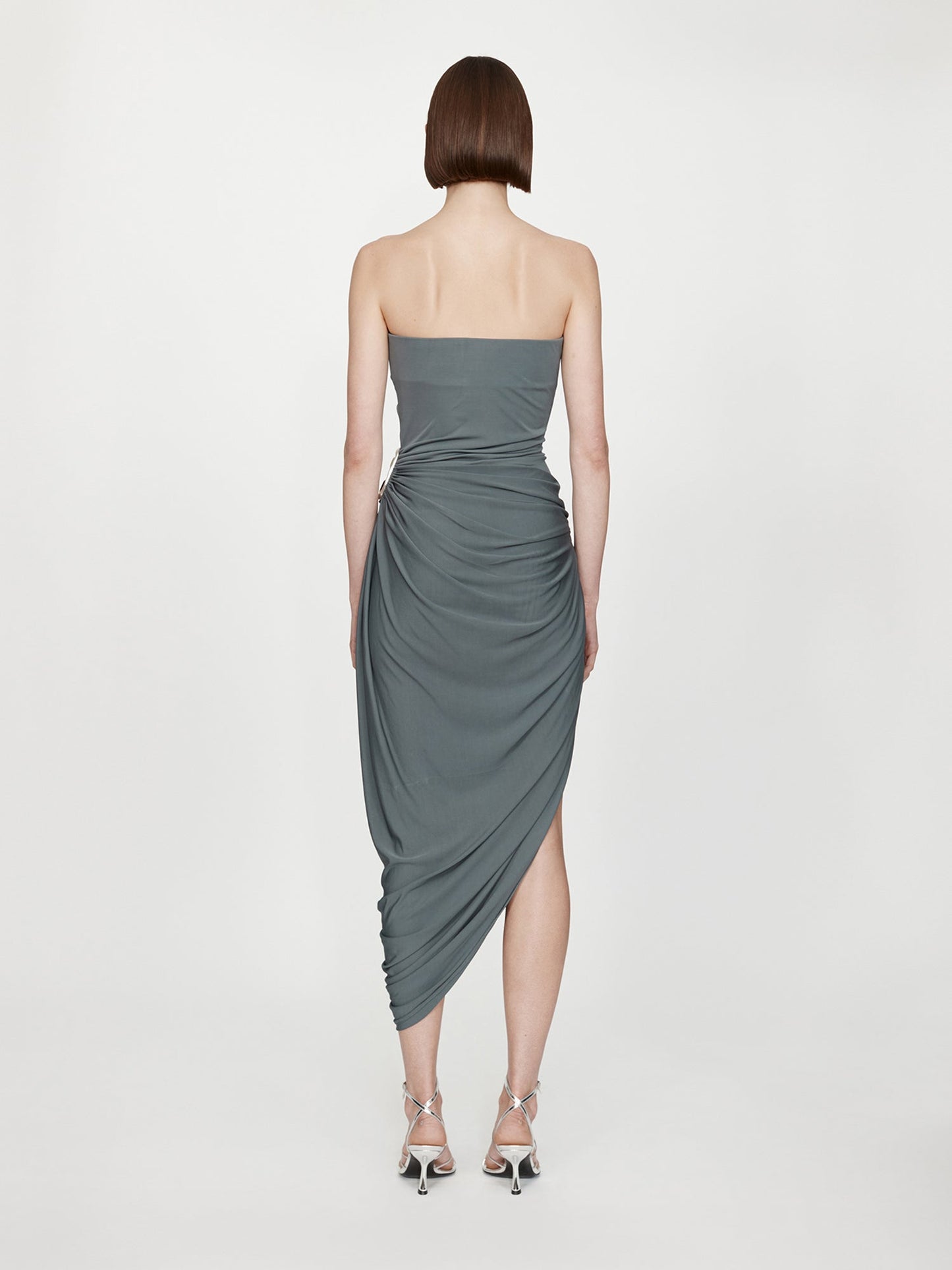 CHRISTOPHER ESBER Orica Crystal Ruched Jersey Strapless Dress (Granite)