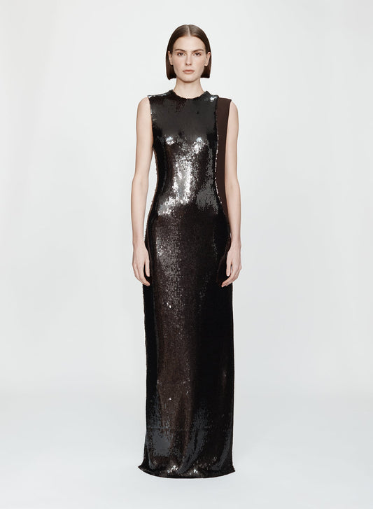 Image of Dresses. Productname: CHRISTOPHER ESBER Opaline Sequin Infinity Cutaway Dress in Umber colour by brand - CHRISTOPHER ESBER