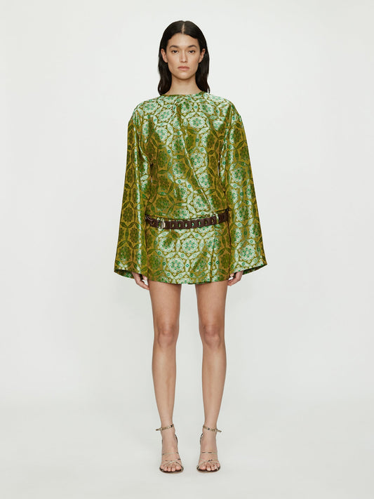 Image of Dresses. Productname: CHRISTOPHER ESBER Palmira Leather Belted Long Sleeve Mini Dress in Print colour by brand - CHRISTOPHER ESBER