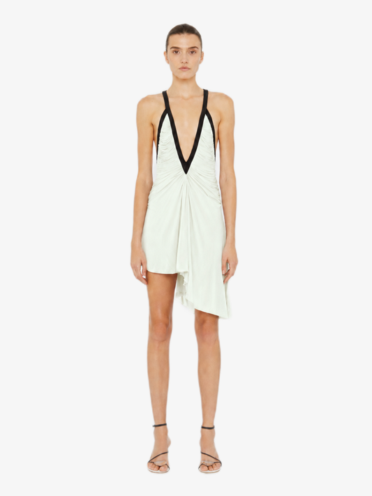 Image of Dresses. Product name - Suspended Jersey Fluted Mini Dress in Black colour by brand - CHRISTOPHER ESBER