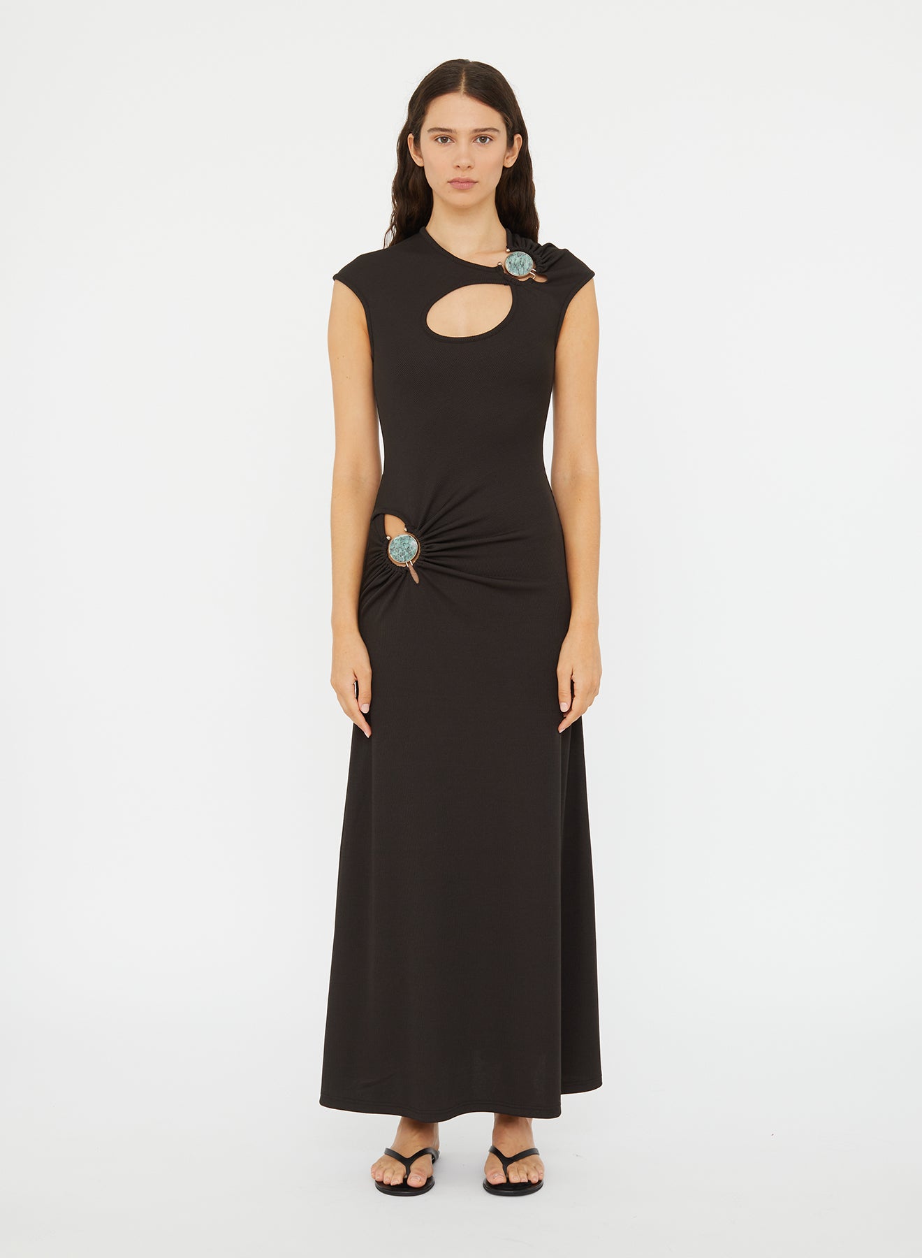 Image of Dresses. Productname: CHRISTOPHER ESBER Mineral Stone Hollow Tee Dress in Carbon colour by brand - CHRISTOPHER ESBER