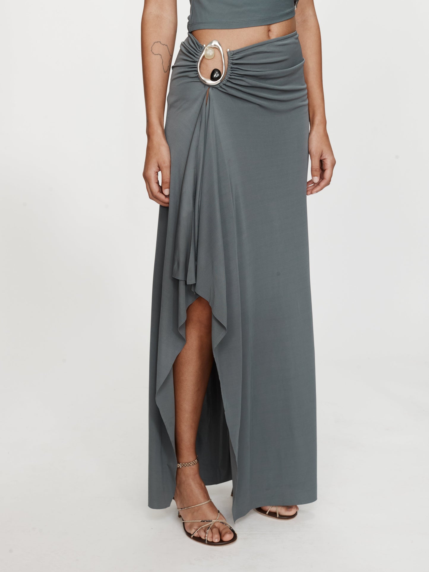 CHRISTOPHER ESBER Orica Crystal Cascade Jersey Skirt (Granite)