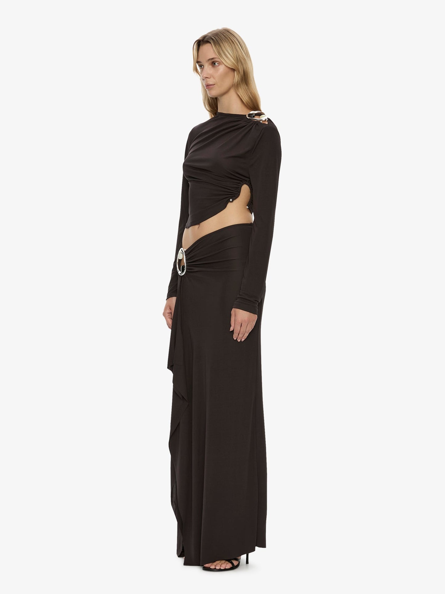 CHRISTOPHER ESBER Orica Crystal Cascade Jersey Skirt (Molasses)