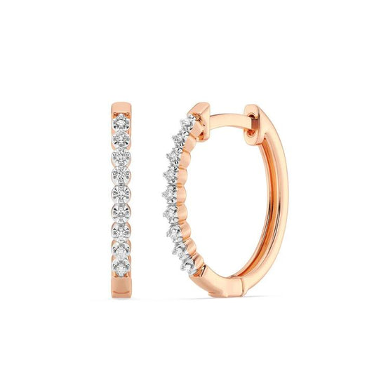 Image of Earrings. Product name - Hoop Earrings with 0.05tw of Diamonds in 9kt Rose Gold in colour by brand - Bevilles