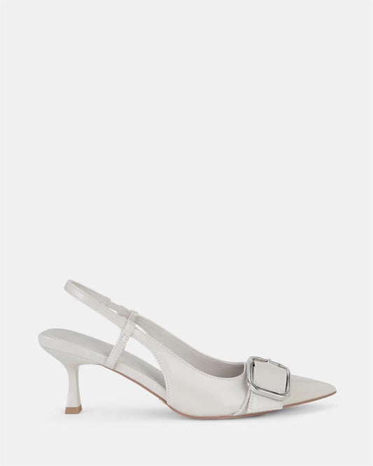 Image of Shoes. Product name - Isera Women's Court Low Heel PORCELAIN PATENT Novo Court in Porcelain Patent colour by brand - NOVO