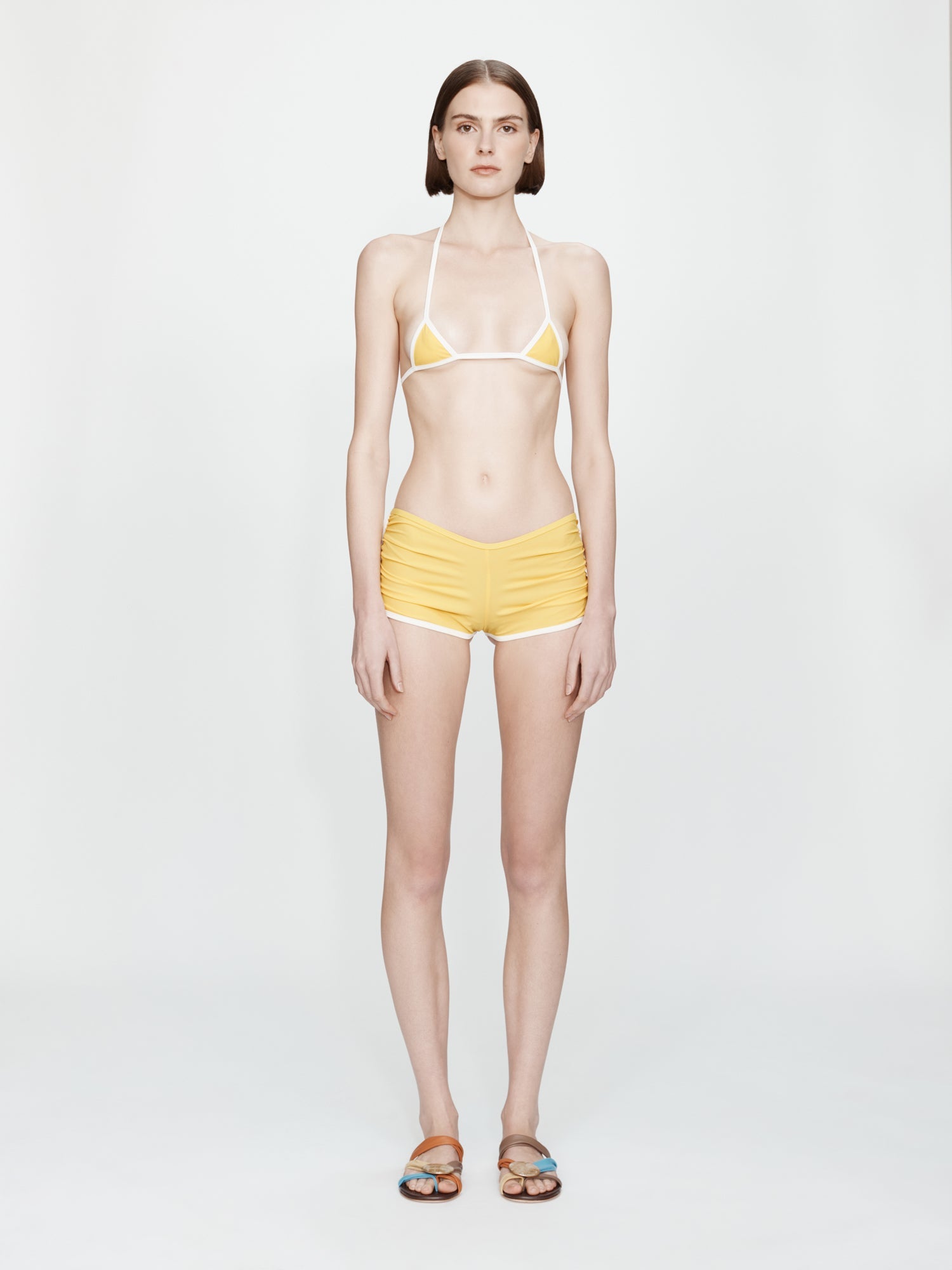 Image of Swimwear. Productname: CHRISTOPHER ESBER Oasis Ruched Swim Boyshort in White colour by brand - CHRISTOPHER ESBER
