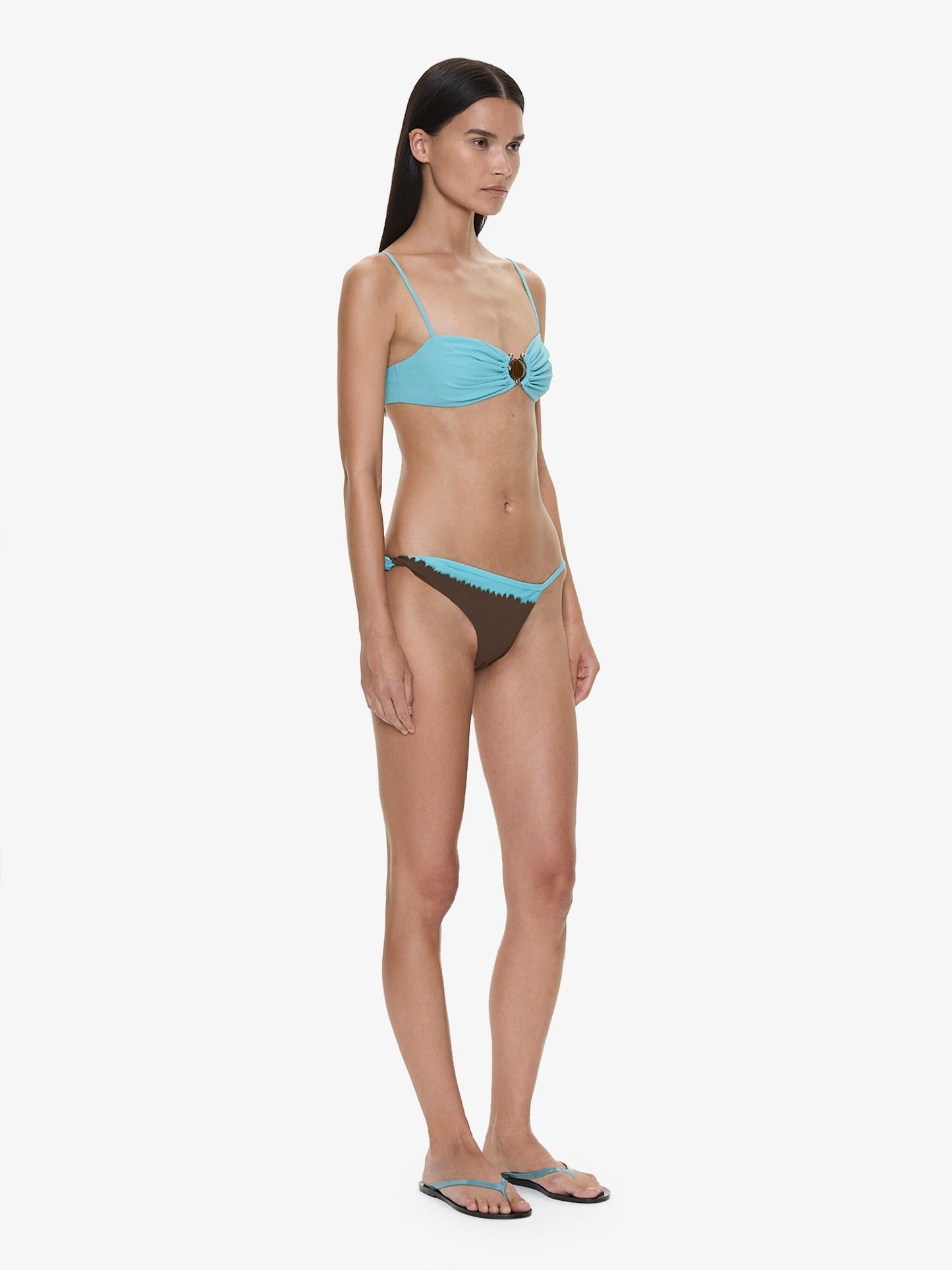 CHRISTOPHER ESBER Mineral Stone Ruched Bikini Top (Turquoise)