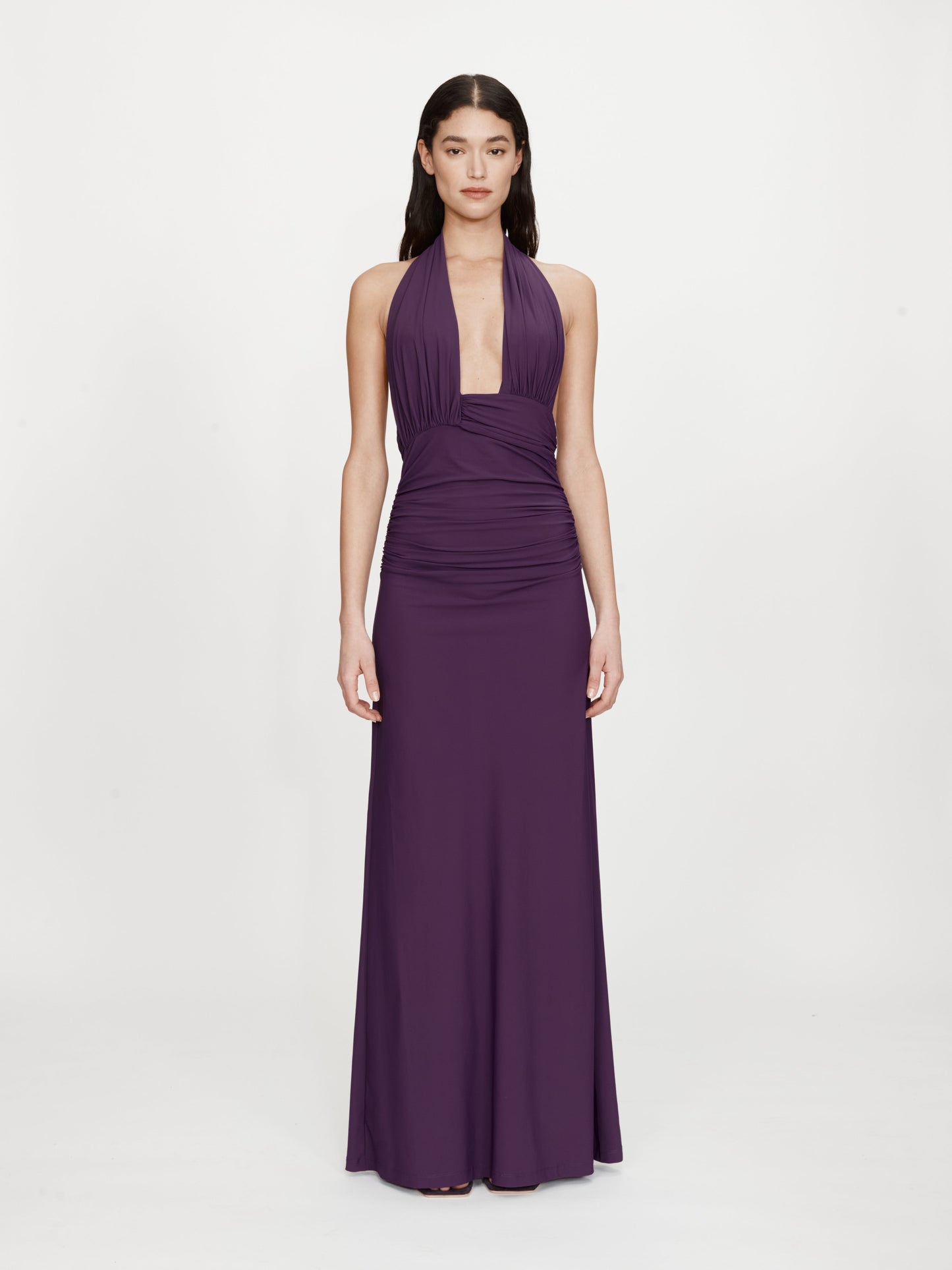 Image of Dresses. Product name - Onda Lycra Wrap Dress in Viola colour by brand - CHRISTOPHER ESBER