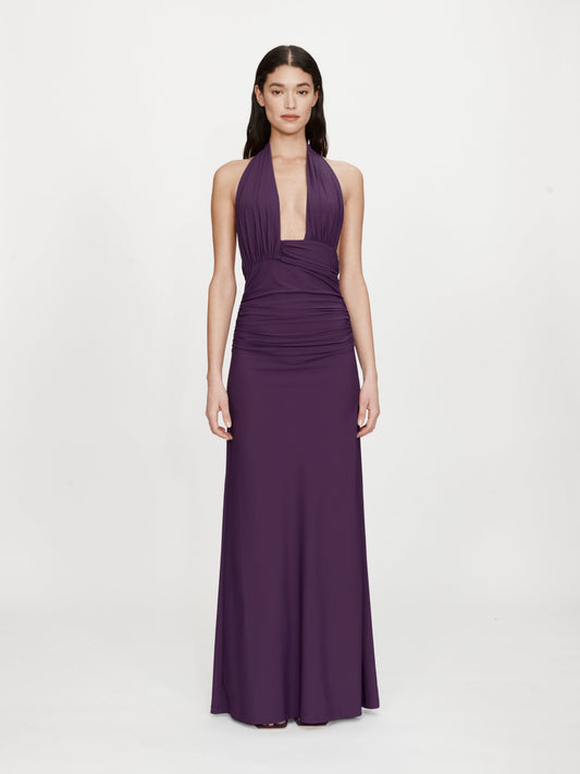 Image of Dresses. Product name - Onda Lycra Wrap Dress in Viola colour by brand - CHRISTOPHER ESBER