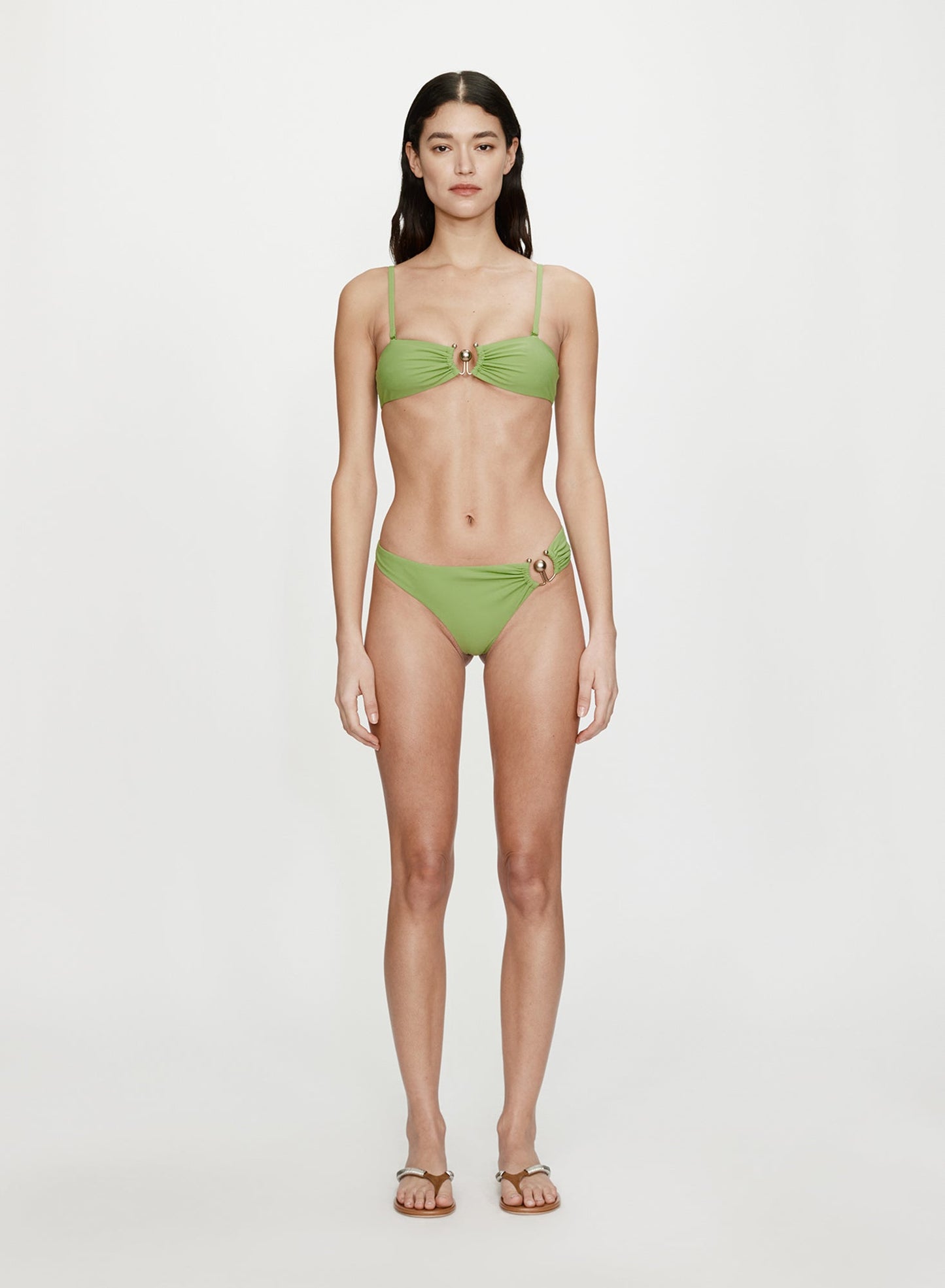 Image of Swimwear. Productname: CHRISTOPHER ESBER Orbit Side Ruched High Brief in Lime colour by brand - CHRISTOPHER ESBER
