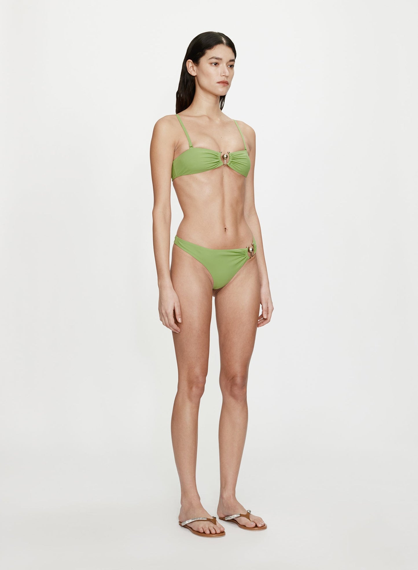 CHRISTOPHER ESBER Orbit Side Ruched High Brief (Lime)