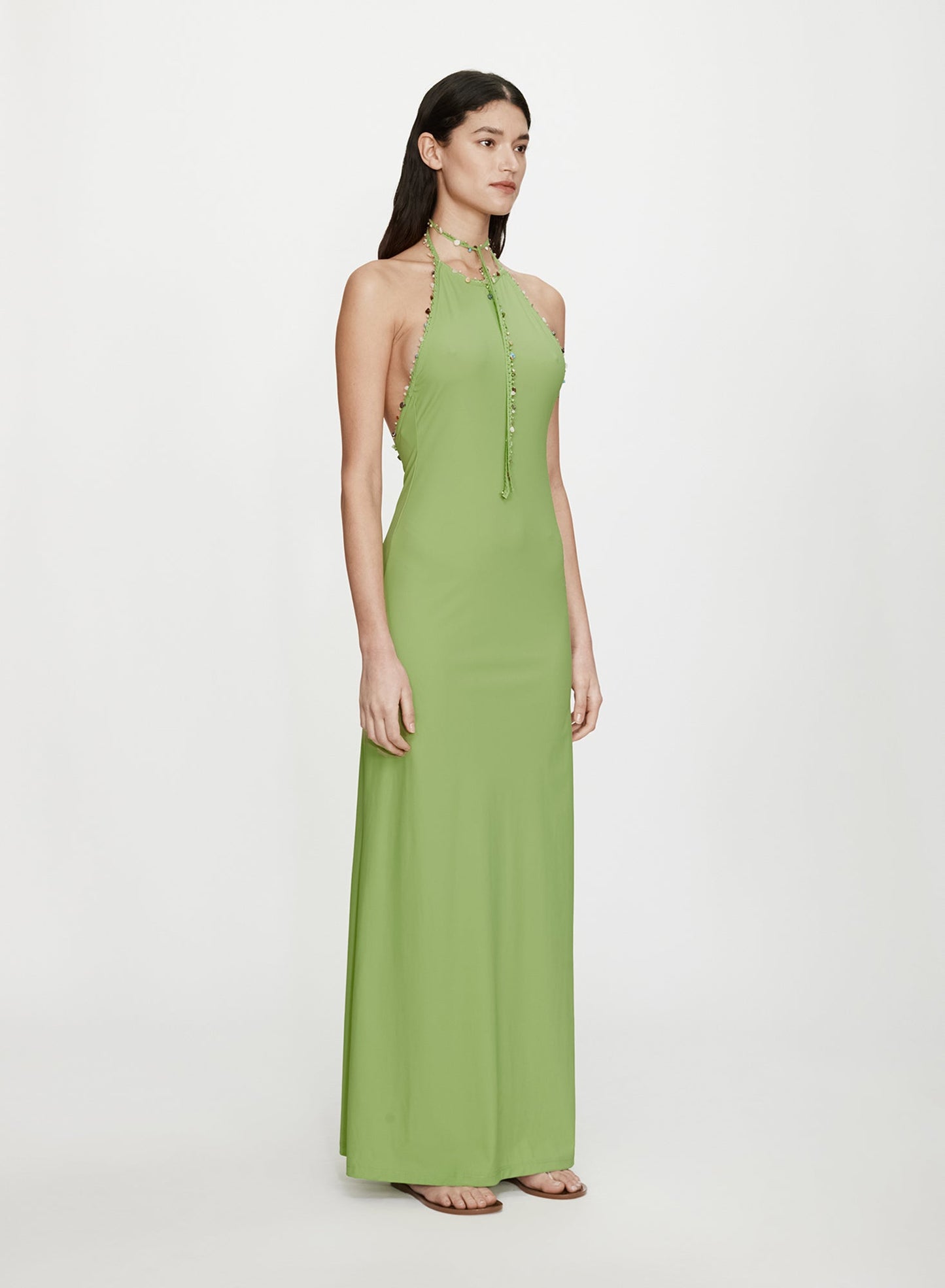 CHRISTOPHER ESBER Beach Quartz Halter Lycra Dress (Lime)