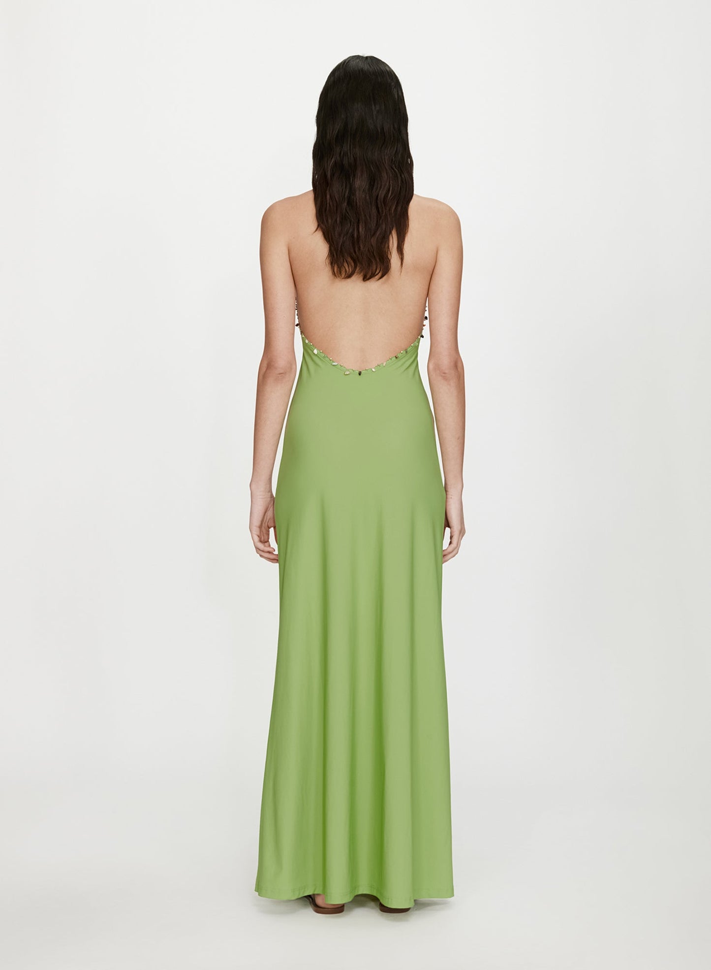 CHRISTOPHER ESBER Beach Quartz Halter Lycra Dress (Lime)
