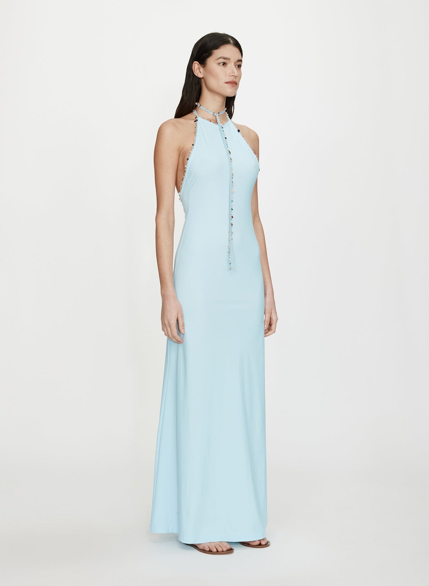 CHRISTOPHER ESBER Beach Quartz Halter Lycra Dress (Blue)