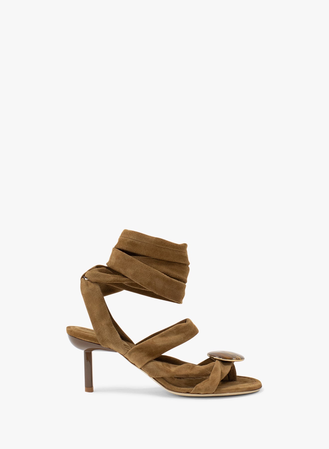 Image of Heels. Productname: CHRISTOPHER ESBER Doma Stoned Suede Wrap Heel in Iron colour by brand - CHRISTOPHER ESBER