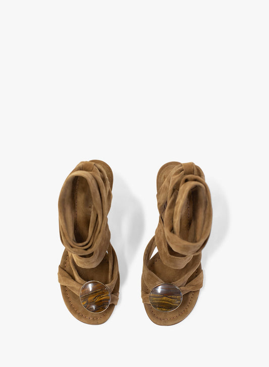 CHRISTOPHER ESBER Doma Stoned Suede Wrap Heel (Iron)