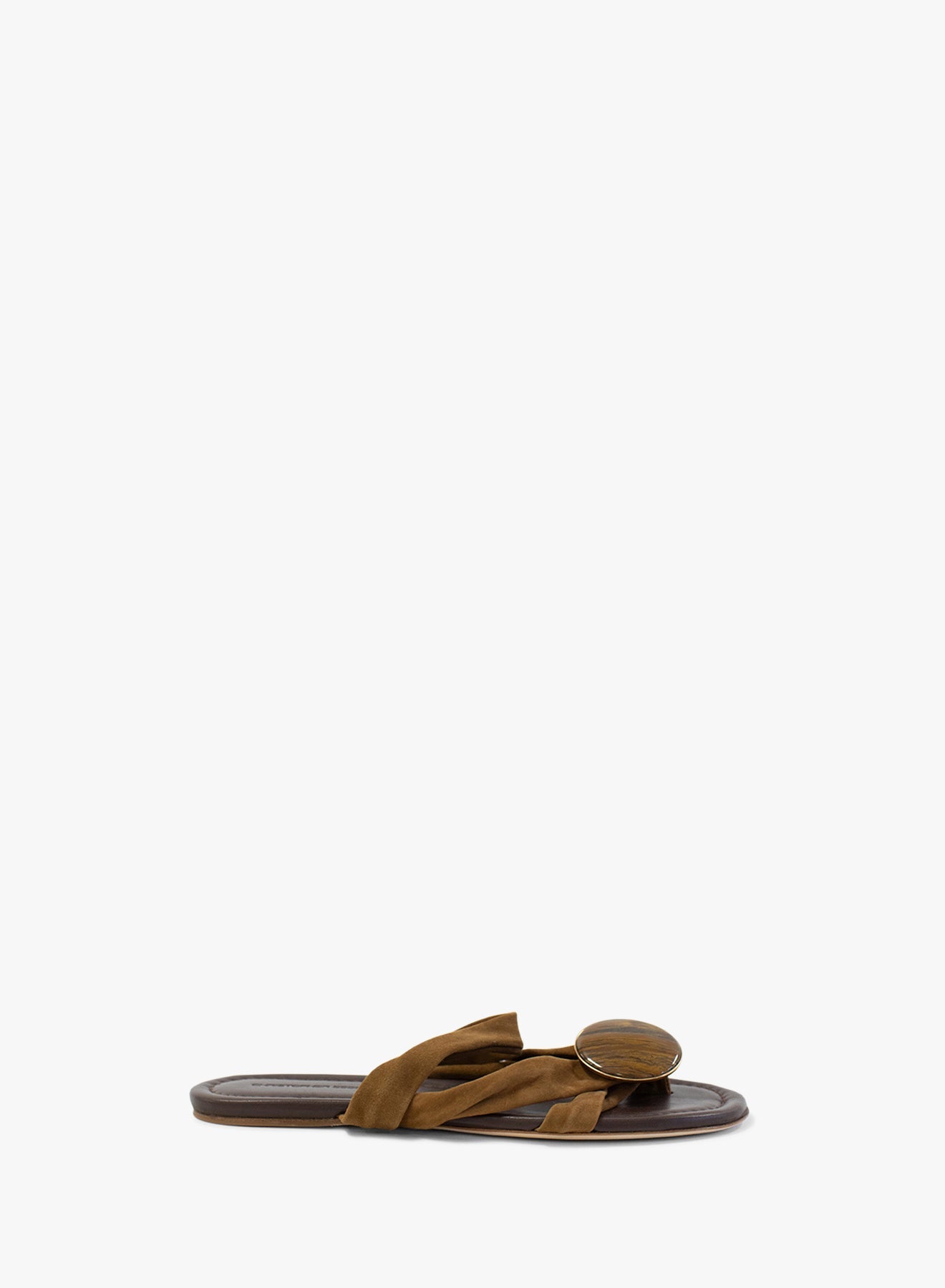Image of Flats. Productname: CHRISTOPHER ESBER Doma Stoned Crossover Suede Flat in Iron colour by brand - CHRISTOPHER ESBER