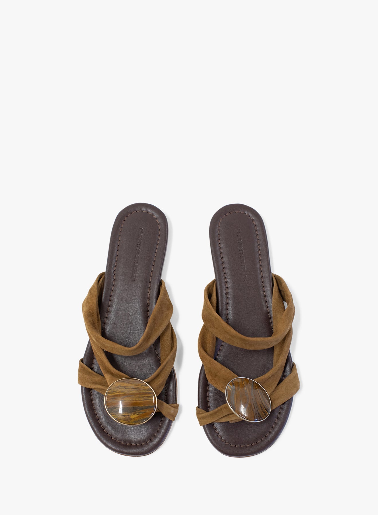 CHRISTOPHER ESBER Doma Stoned Crossover Suede Flat (Iron)