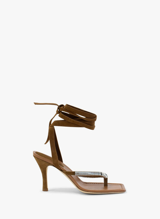 Image of Sandals. Productname: CHRISTOPHER ESBER Frida Flip Flop Pierced Heel in Russet colour by brand - CHRISTOPHER ESBER