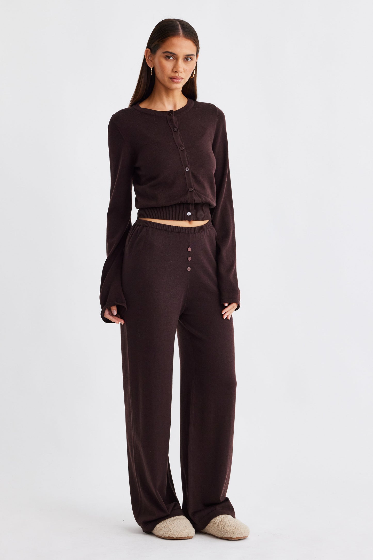 SNDYS AUGUST BUTTON UP TOP (Chocolate)