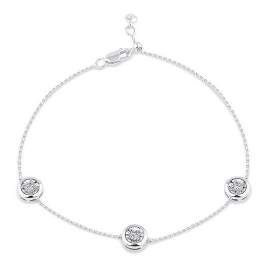 Image of Bracelets. Productname: 3 Station Bracelet with 1/3ct of Diamonds in Sterling Silver in Diamond colour by brand - Bevilles