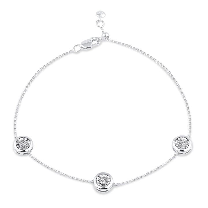 Image of Bracelets. Product name - 3 Station Bracelet with 0.33tw of Diamonds in Sterling Silver in colour by brand - Bevilles