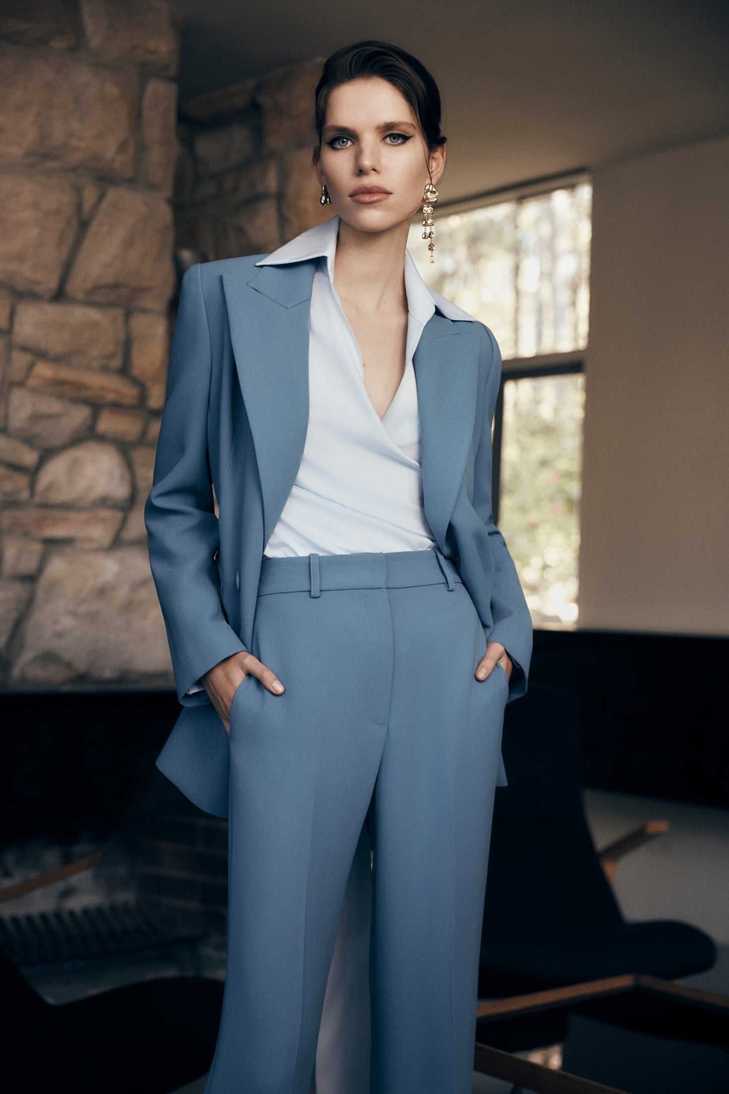 Carla Zampatti Atlas Crepe Straight Leg Pant (Blue)