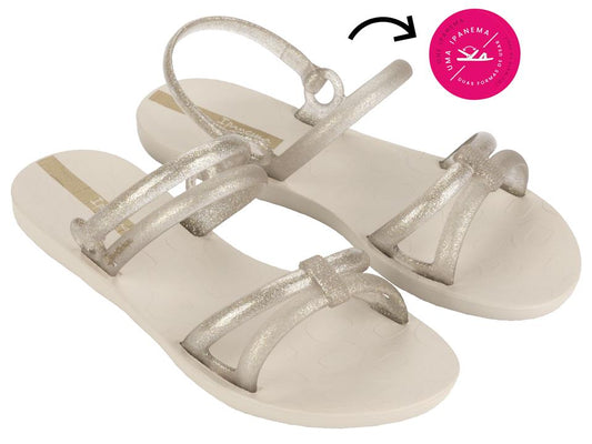 Image of Sandals. Product name - Jito Fem Women's Ipanema BEIGE GLITTER GRENDENE in Beige Glitter colour by brand - IPANEMA