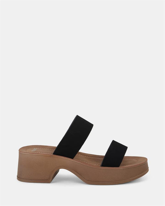 Image of Sandals. Product name - Ugento Women's Strappy Low Heel BLACK Novo Sandals in Black colour by brand - NOVO