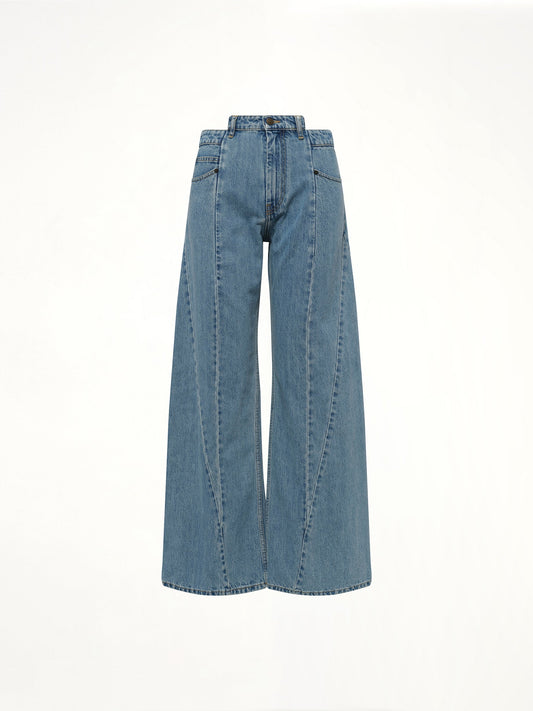 MAISON MARGIELA Cut Out Waistband Relaxed Fit Denim Jeans (Blue)