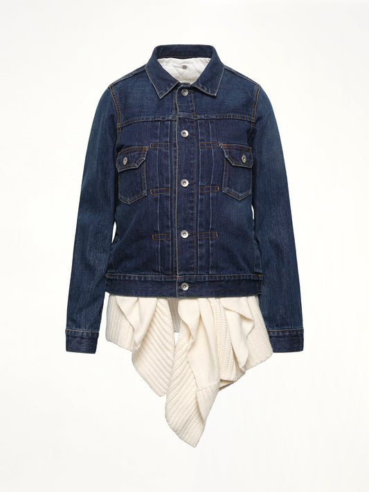 SACAI Denim x Wool Knit Jacket (Blue/Off White)