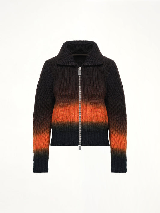 SACAI Garment Dye Wool Knit Blouson (Brown)