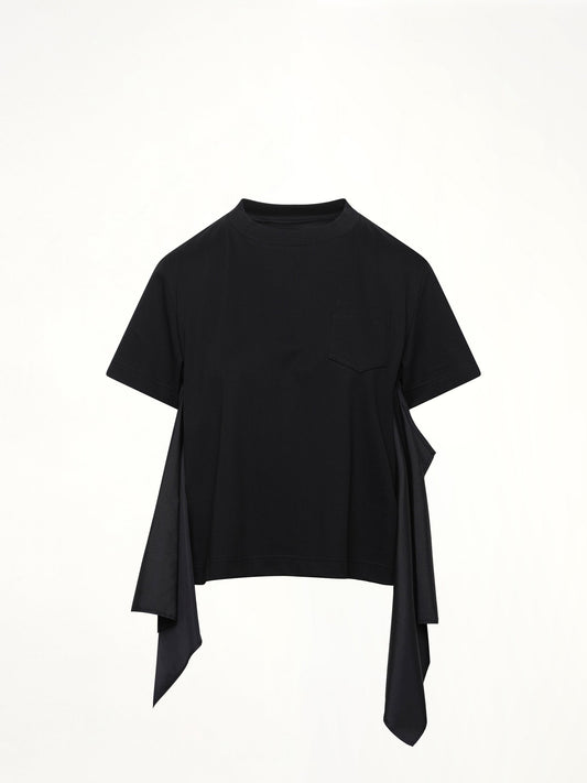 SACAI Poplin x Cotton Jersey T-Shirt (Black)