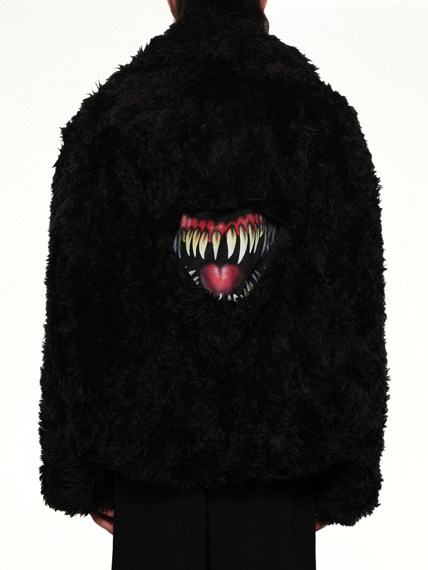DOUBLET Sinister Mouth Faux Fur Jacket (Black)