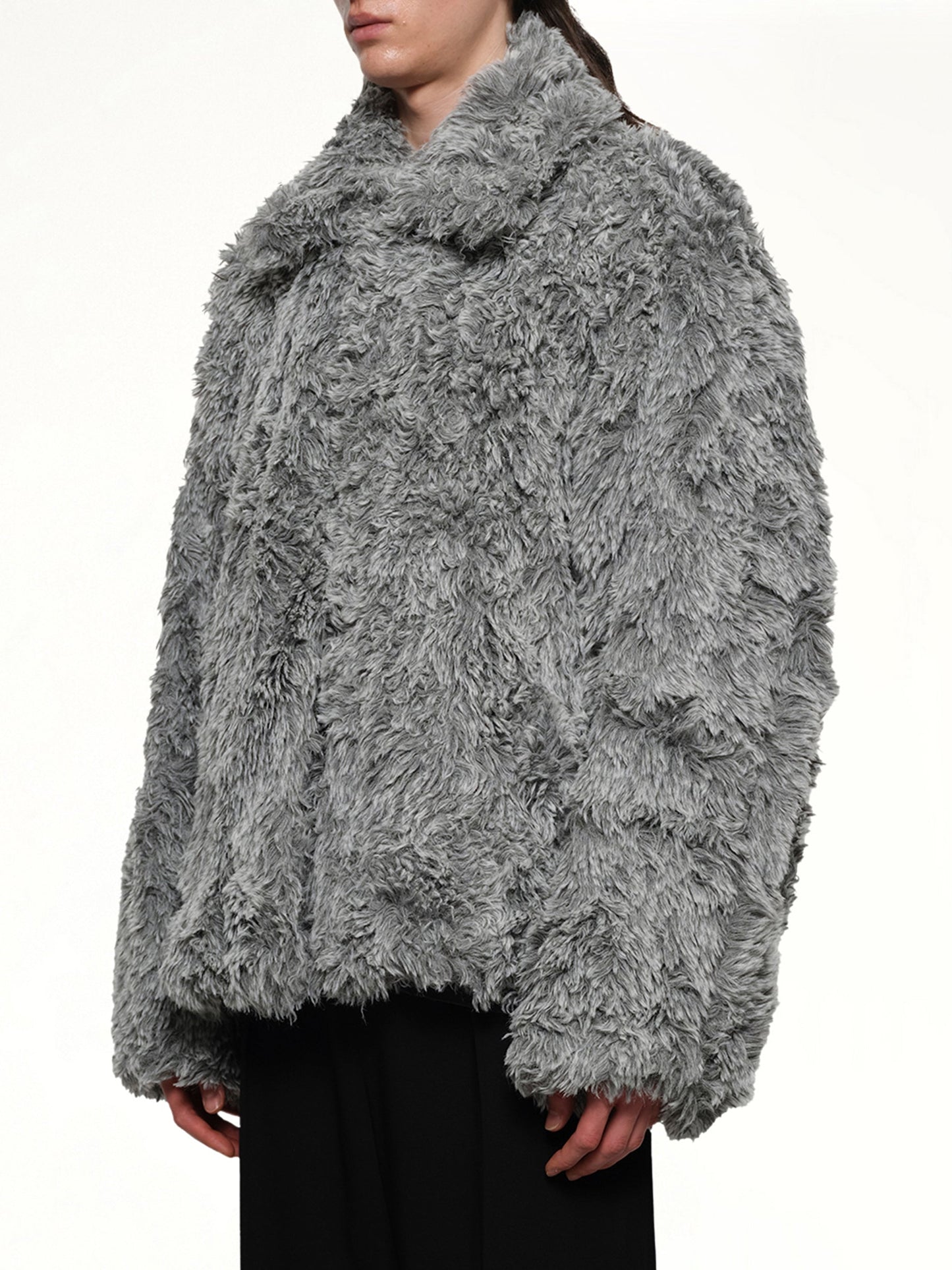 DOUBLET Sinister Mouth Faux Fur Jacket (Grey)