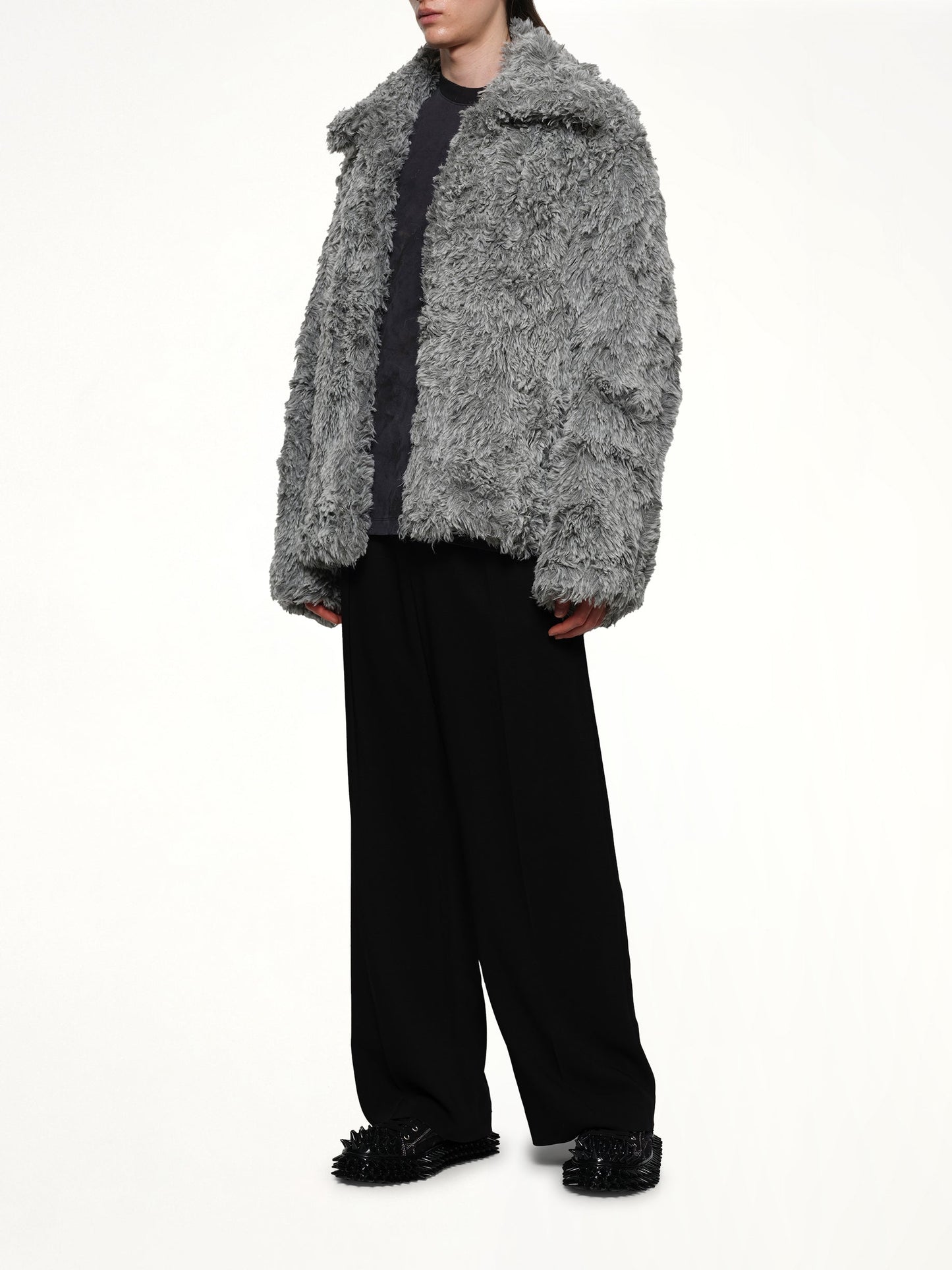 DOUBLET Sinister Mouth Faux Fur Jacket (Grey)