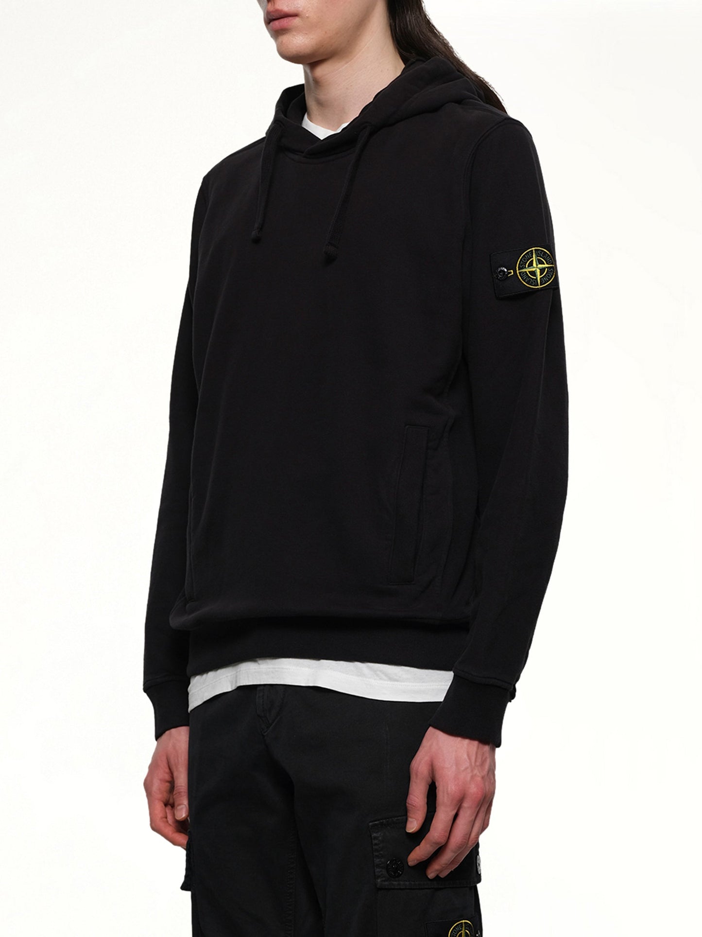 STONE ISLAND 6100029 Cotton Fleece Hoodie (Black)