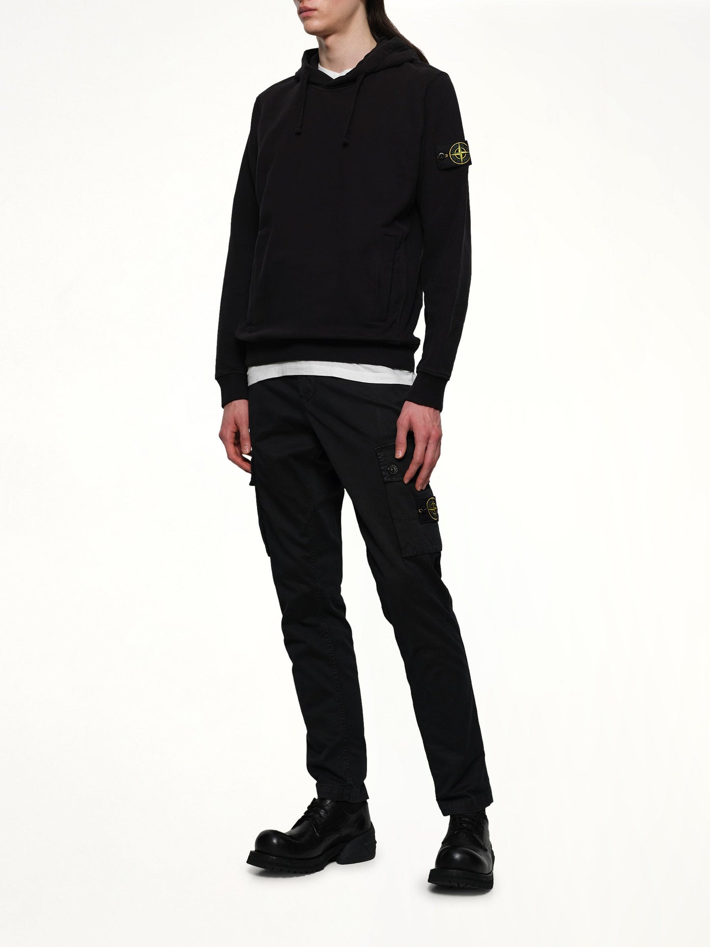STONE ISLAND 6100029 Cotton Fleece Hoodie (Black)