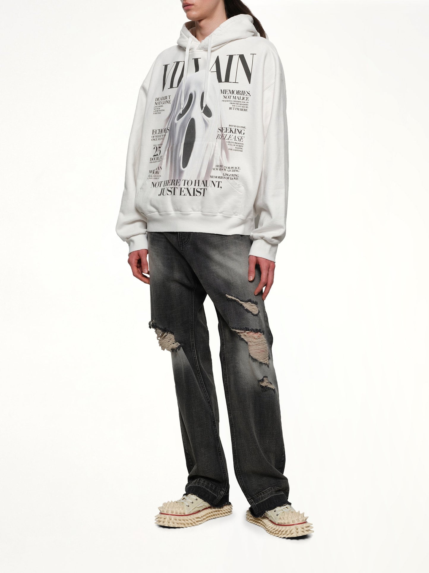 DOUBLET Villain Cover Print Hoodie (White)