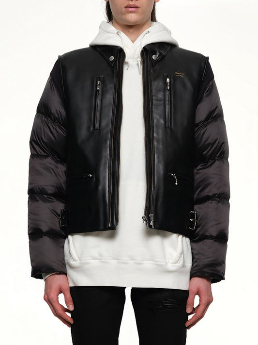 Image of Coats & Jackets. Productname: UNDERCOVER Vegan Leather Blouson in BLACK colour by brand - UNDERCOVER