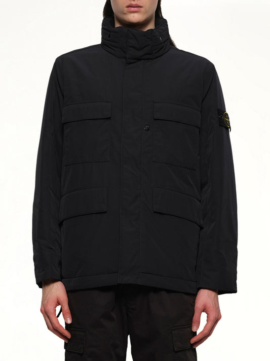 Image of Coats & Jackets. Product name - 410004 Micro Twill Field Jacket in Black colour by brand - STONE ISLAND