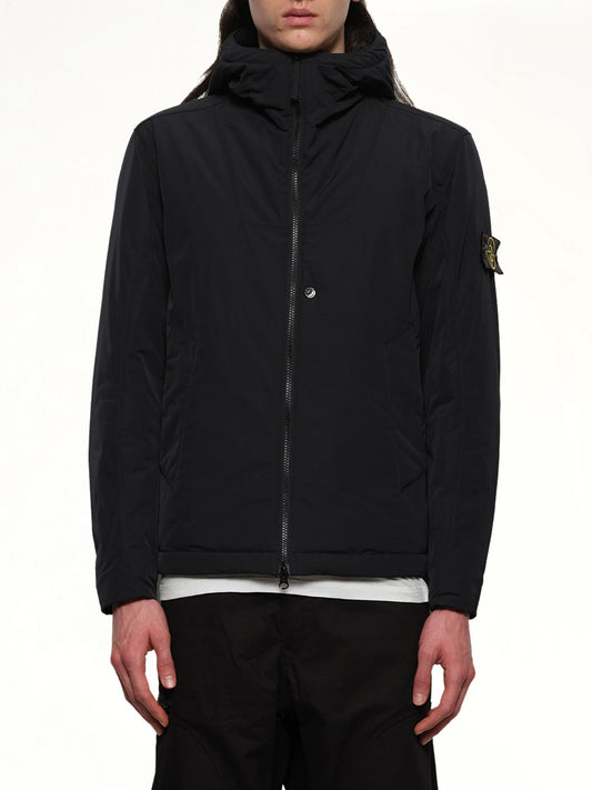 Image of Coats & Jackets. Product name - 410004 Micro Twill Hooded Jacket in Black colour by brand - STONE ISLAND