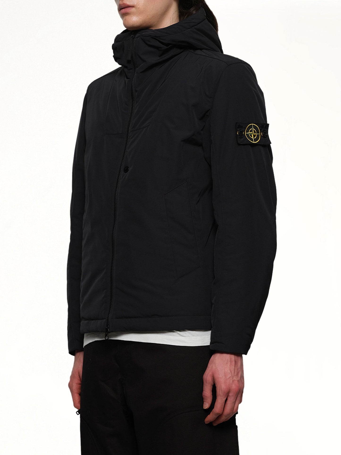 STONE ISLAND 410004 Micro Twill Hooded Jacket (Black)