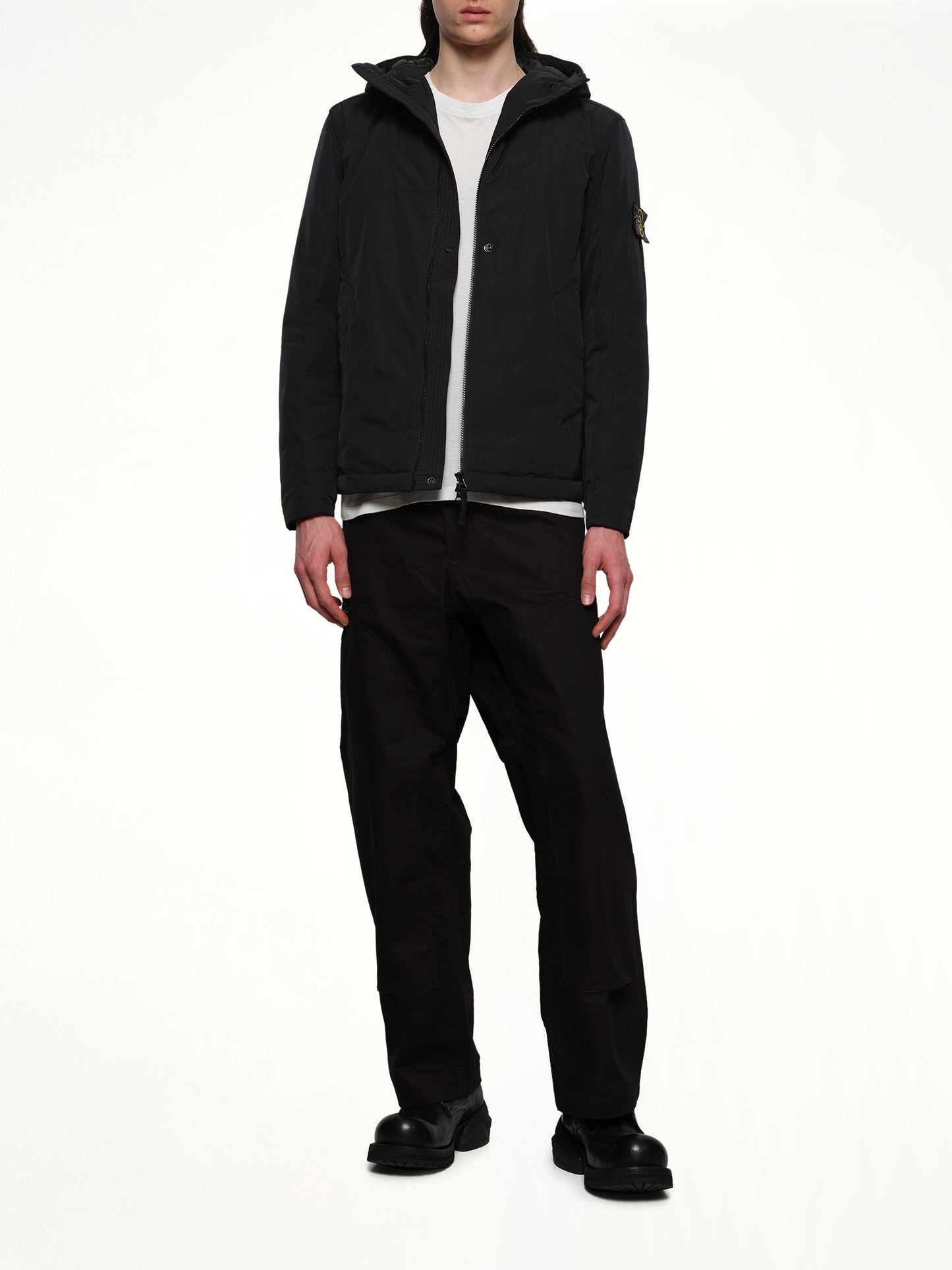STONE ISLAND 410004 Micro Twill Hooded Jacket (Black)