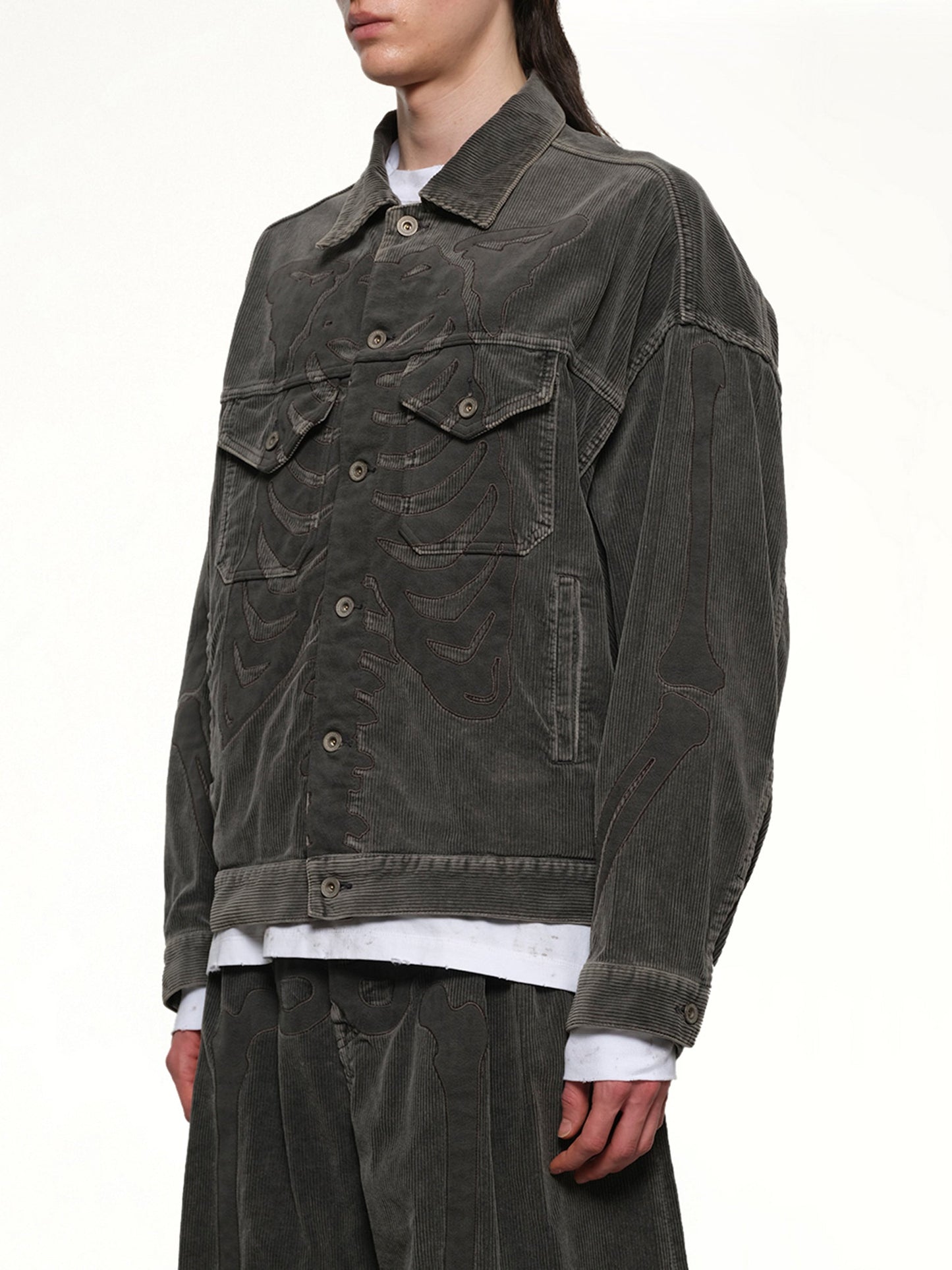 DOUBLET Bone Applique Corduroy Jacket (Grey)